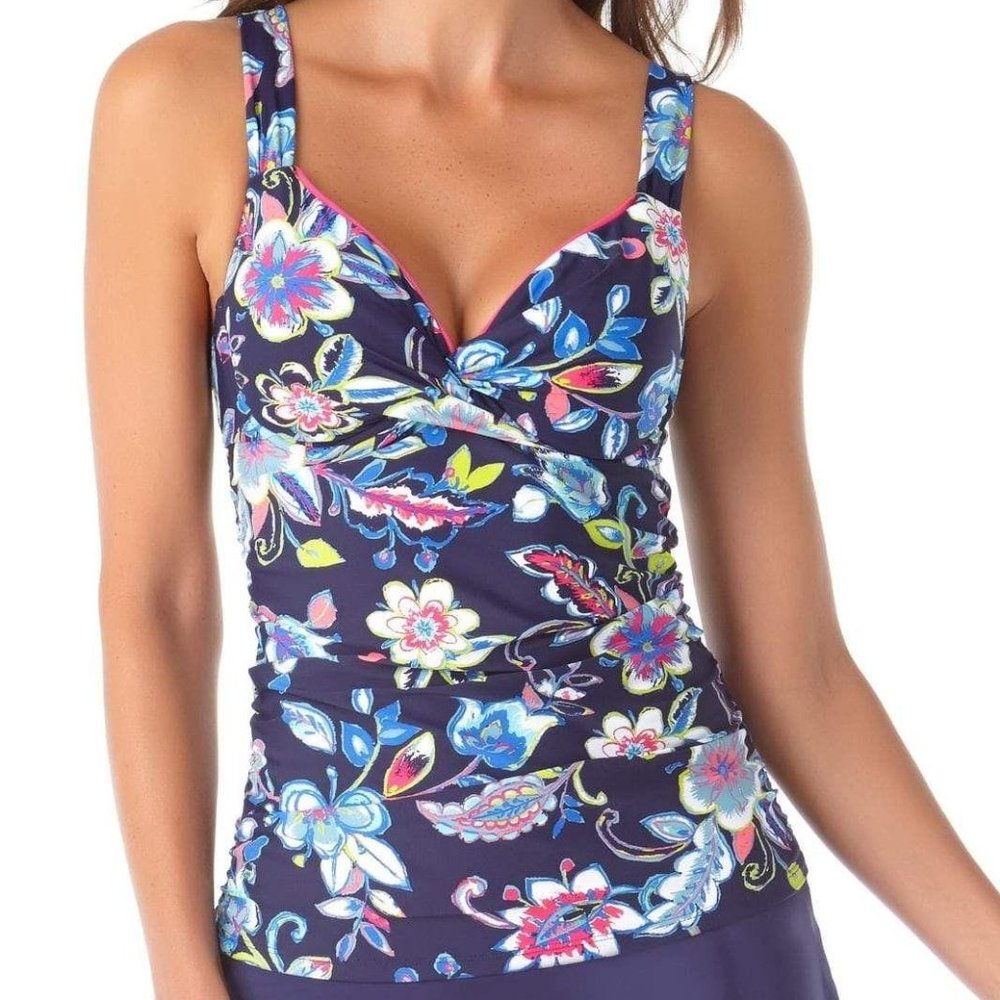 Anne Cole floral tankini top size 34D 32DD 34B 32C